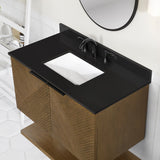 WYLDER 36IN VANITY IN ALMOND LATTE WITH BLACK GRANITE TOP & CERAMIC BASIN