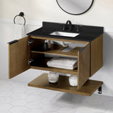 WYLDER 36IN VANITY IN ALMOND LATTE WITH BLACK GRANITE TOP & CERAMIC BASIN