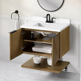 WYLDER 30IN VANITY IN ALMOND LATTE WITH WHITE QUARTZ TOP & CERAMIC BASIN