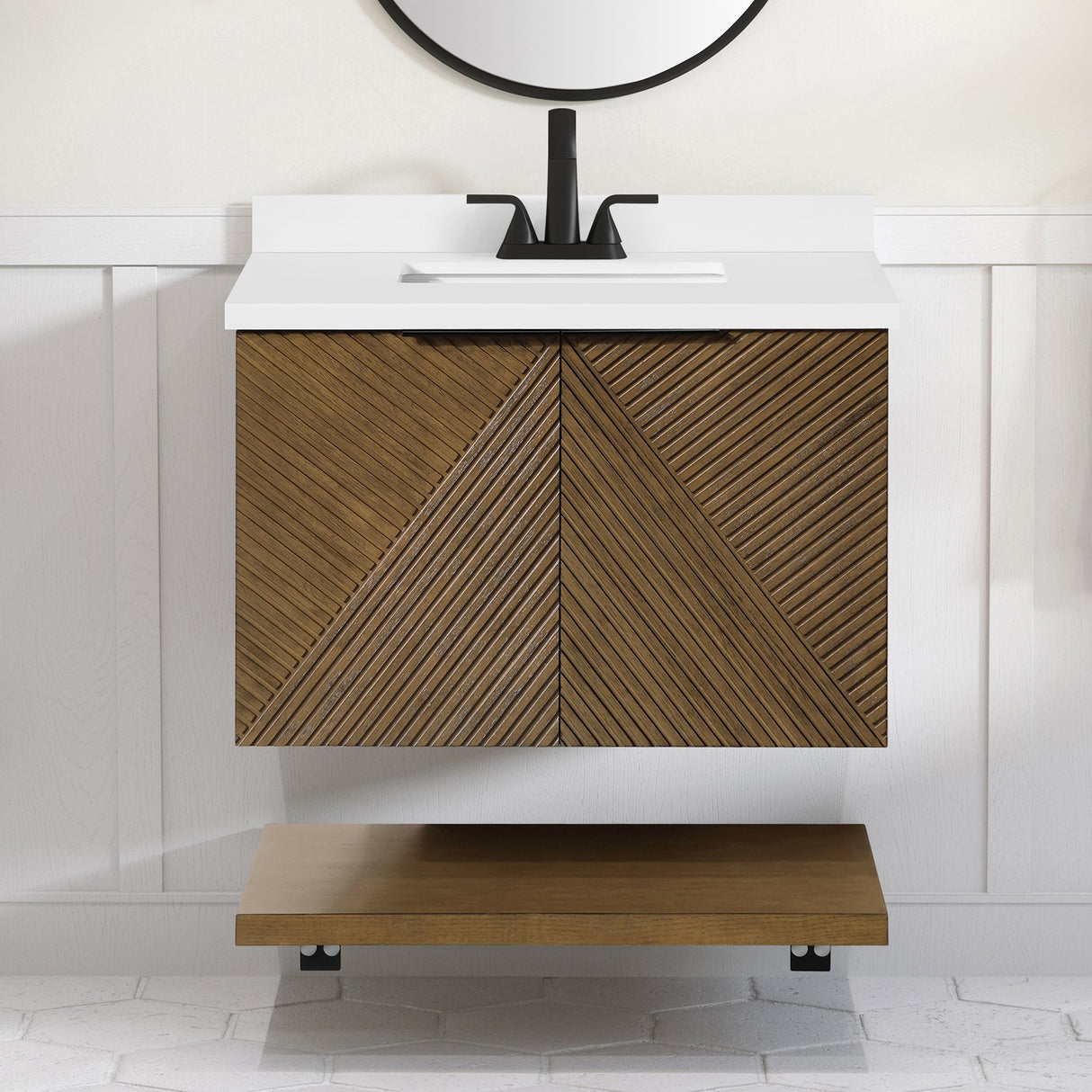 WYLDER 30IN VANITY IN ALMOND LATTE WITH WHITE QUARTZ TOP & CERAMIC BASIN