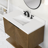 WYLDER 36IN VANITY IN ALMOND LATTE WITH WHITE QUARTZ TOP & CERAMIC BASIN