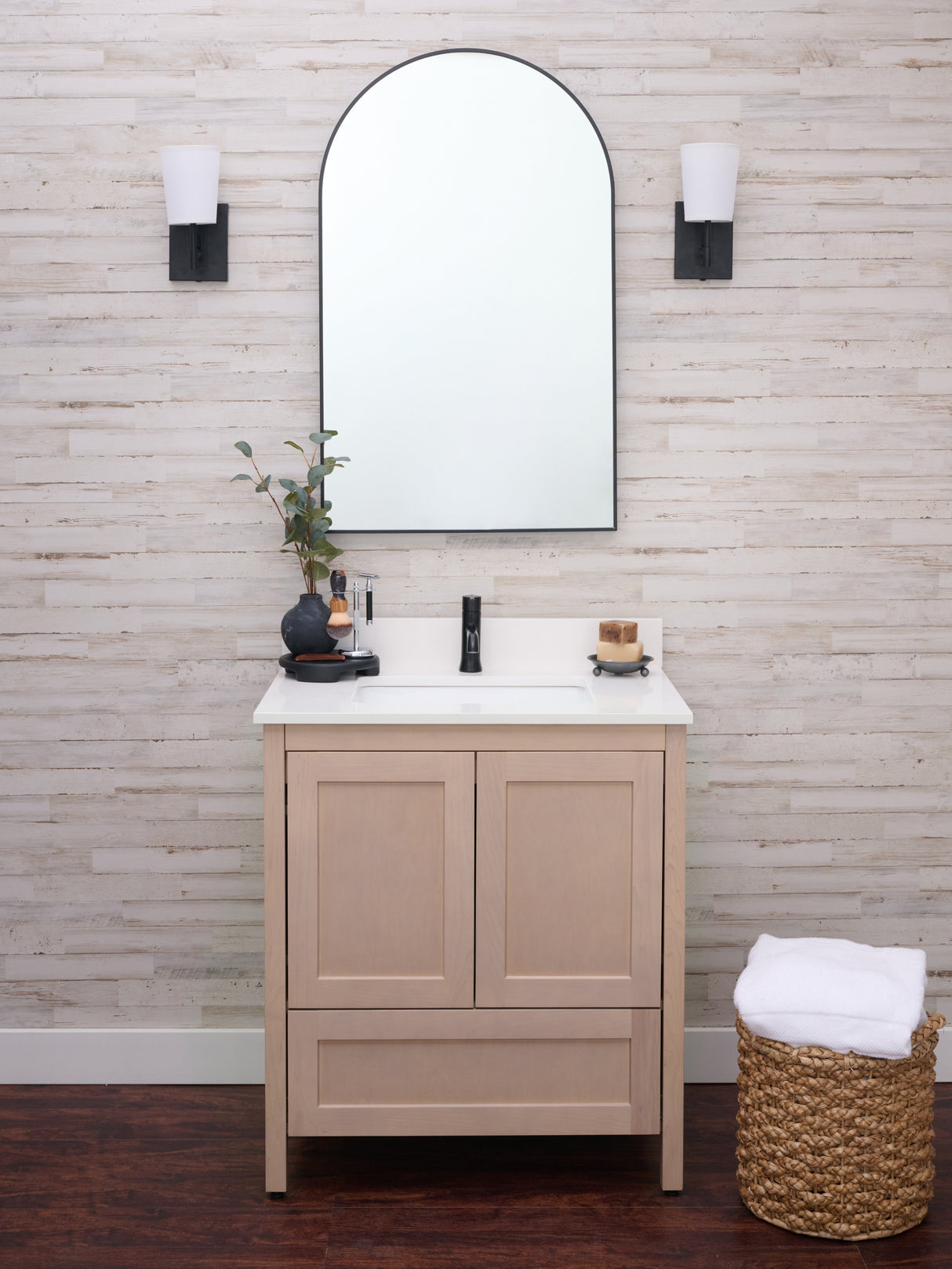 Hanleigh 30 in. Vanity with Shaker Doors in Washed Maple