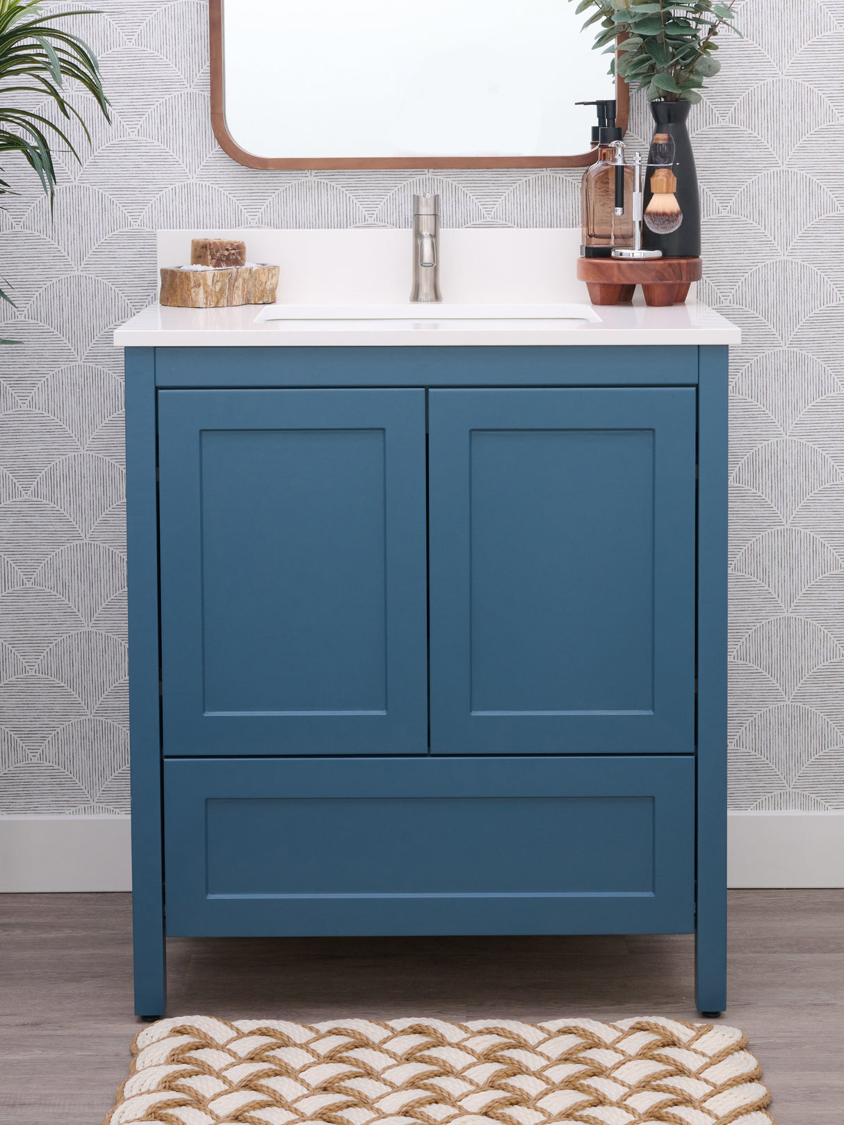 Hanleigh 30 in. Vanity with Shaker Doors in Harbor teal