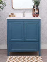 Hanleigh 30 in. Vanity with Shaker Doors in Harbor teal