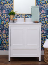 Hanleigh 30 in. Vanity with Shaker Doors in Delicate White