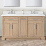 SCARLETT 60IN VANITY IN SAHARA BIRCH WITH WHITE QUARTZ TOP & CERAMIC BASIN