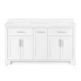 SCARLETT 60IN VANITY IN WHITE WITH WHITE QUARTZ TOP & CERAMIC BASIN