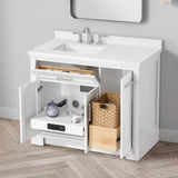 SCARLETT 42IN VANITY IN WHITE WITH WHITE QUARTZ TOP & CERAMIC BASIN