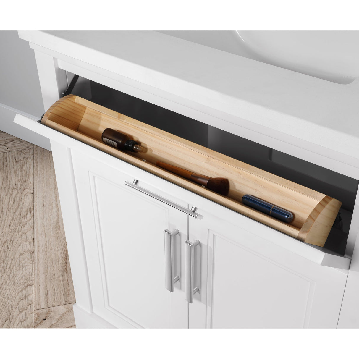 SCARLETT 42IN VANITY IN WHITE WITH WHITE QUARTZ TOP & CERAMIC BASIN