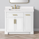 SCARLETT 42IN VANITY IN WHITE WITH WHITE QUARTZ TOP & CERAMIC BASIN