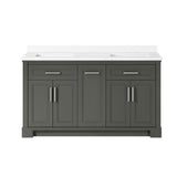 SCARLETT 60IN VANITY IN CHARCOAL GREY WITH WHITE QUARTZ TOP & CERAMIC BASIN