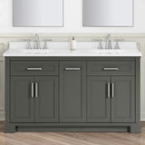 SCARLETT 60IN VANITY IN CHARCOAL GREY WITH WHITE QUARTZ TOP & CERAMIC BASIN