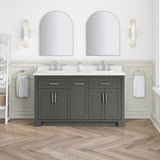 SCARLETT 60IN VANITY IN CHARCOAL GREY WITH WHITE QUARTZ TOP & CERAMIC BASIN