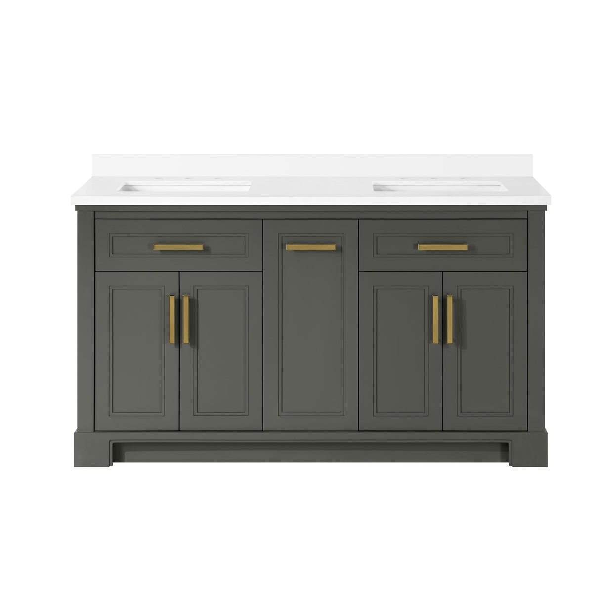 SCARLETT 60IN VANITY IN CHARCOAL GREY WITH WHITE QUARTZ TOP & CERAMIC BASIN