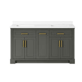 SCARLETT 60IN VANITY IN CHARCOAL GREY WITH WHITE QUARTZ TOP & CERAMIC BASIN