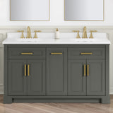 SCARLETT 60IN VANITY IN CHARCOAL GREY WITH WHITE QUARTZ TOP & CERAMIC BASIN