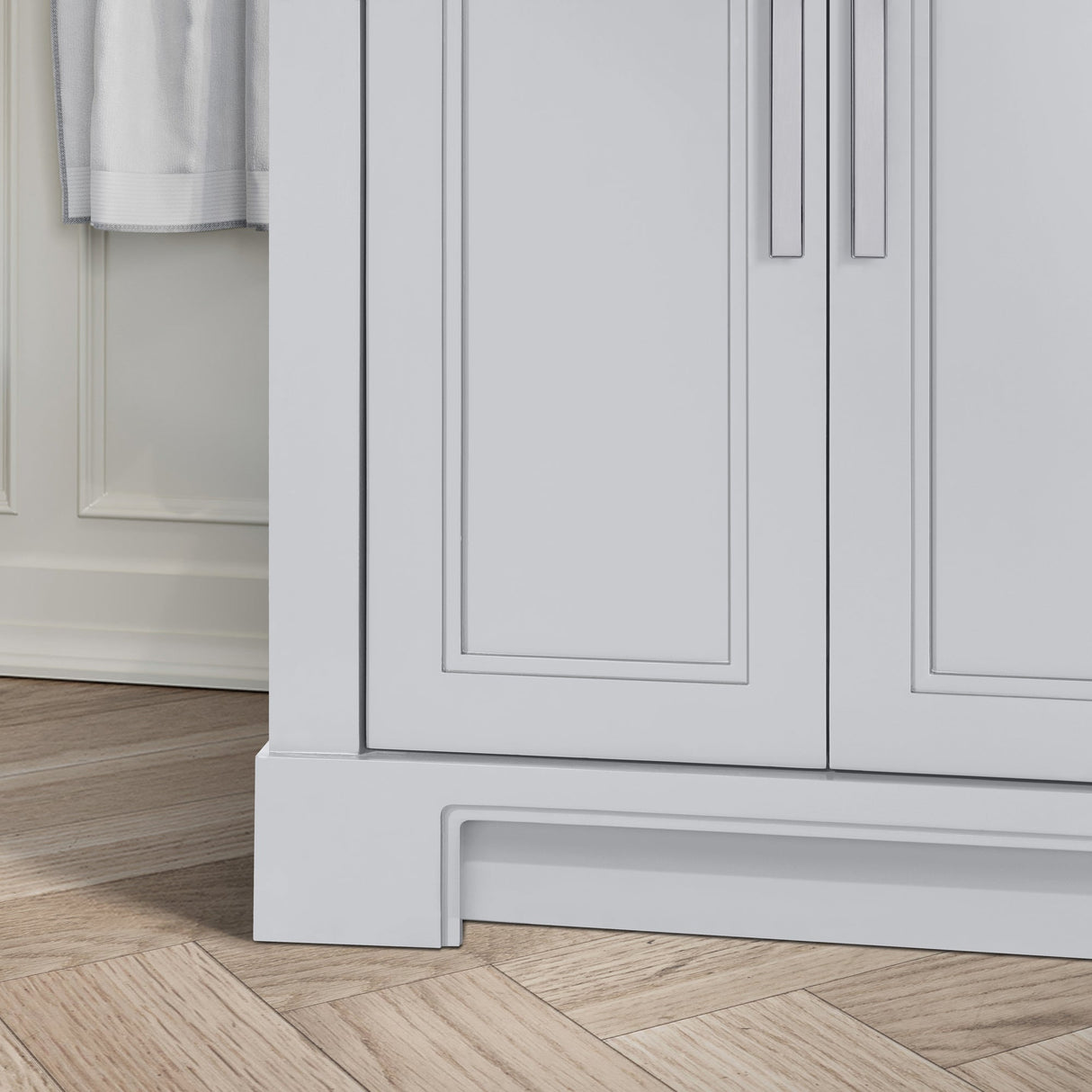 SCARLETT 60IN VANITY IN DOVE GREY WITH WHITE QUARTZ TOP & CERAMIC BASIN