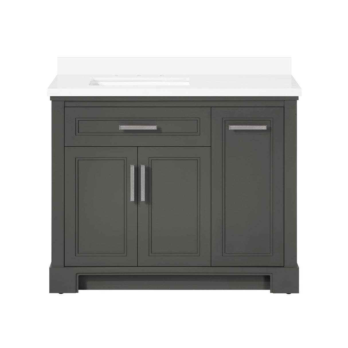 SCARLETT 42IN VANITY IN CHARCOAL GREY WITH WHITE QUARTZ TOP & CERAMIC BASIN