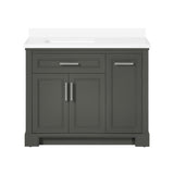 SCARLETT 42IN VANITY IN CHARCOAL GREY WITH WHITE QUARTZ TOP & CERAMIC BASIN