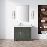 SCARLETT 42IN VANITY IN CHARCOAL GREY WITH WHITE QUARTZ TOP & CERAMIC BASIN