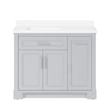 SCARLETT 42IN VANITY IN DOVE GREY WITH WHITE QUARTZ TOP & CERAMIC BASIN