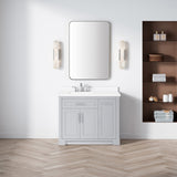 SCARLETT 42IN VANITY IN DOVE GREY WITH WHITE QUARTZ TOP & CERAMIC BASIN