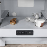 SCARLETT 42IN VANITY IN DOVE GREY WITH WHITE QUARTZ TOP & CERAMIC BASIN