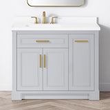 SCARLETT 42IN VANITY IN DOVE GREY WITH WHITE QUARTZ TOP & CERAMIC BASIN