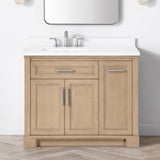 SCARLETT 42IN VANITY IN SAHARA BIRCH WITH WHITE QUARTZ TOP & CERAMIC BASIN