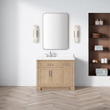 SCARLETT 42IN VANITY IN SAHARA BIRCH WITH WHITE QUARTZ TOP & CERAMIC BASIN