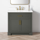 SCARLETT 36IN VANITY IN CHARCOAL GOAL WITH WHITE QUARTZ TOP & CERAMIC BASIN