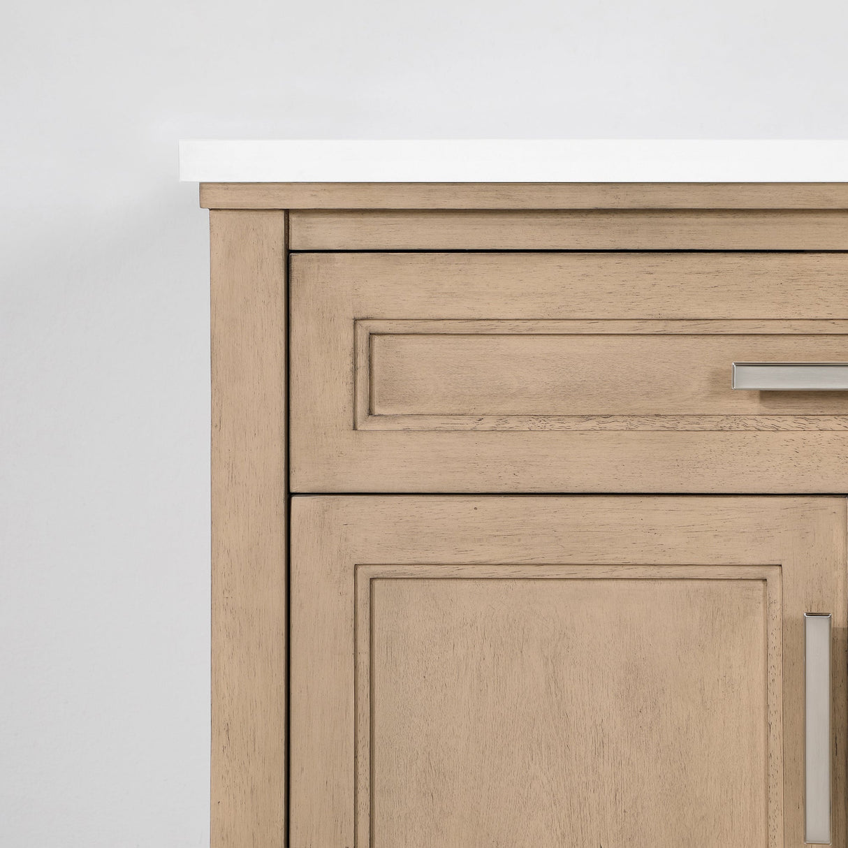 SCARLETT 36IN VANITY IN SAHARA BIRCH WITH WHITE QUARTZ TOP & CERAMIC BASIN