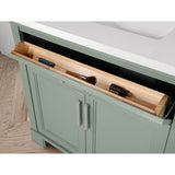 SCARLETT 36IN VANITY IN SAGE GREEN WITH WHITE QUARTZ TOP & CERAMIC BASIN