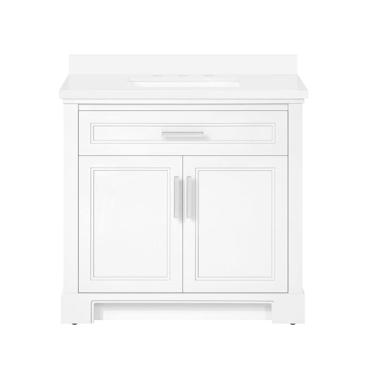 SCARLETT 36IN VANITY IN WHITE WITH WHITE QUARTZ TOP & CERAMIC BASIN