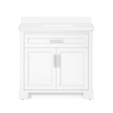 SCARLETT 36IN VANITY IN WHITE WITH WHITE QUARTZ TOP & CERAMIC BASIN