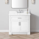 SCARLETT 36IN VANITY IN WHITE WITH WHITE QUARTZ TOP & CERAMIC BASIN