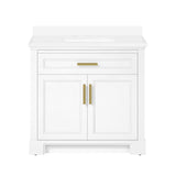 SCARLETT 36IN VANITY IN WHITE WITH WHITE QUARTZ TOP & CERAMIC BASIN