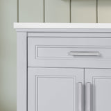 SCARLETT 30IN VANITY IN DOVE GREY WITH WHITE QUARTZ TOP & CERAMIC BASIN