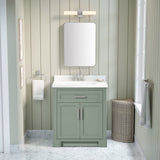 SCARLETT 30IN VANITY IN SAGE GREEN WITH WHITE QUARTZ TOP & CERAMIC BASIN