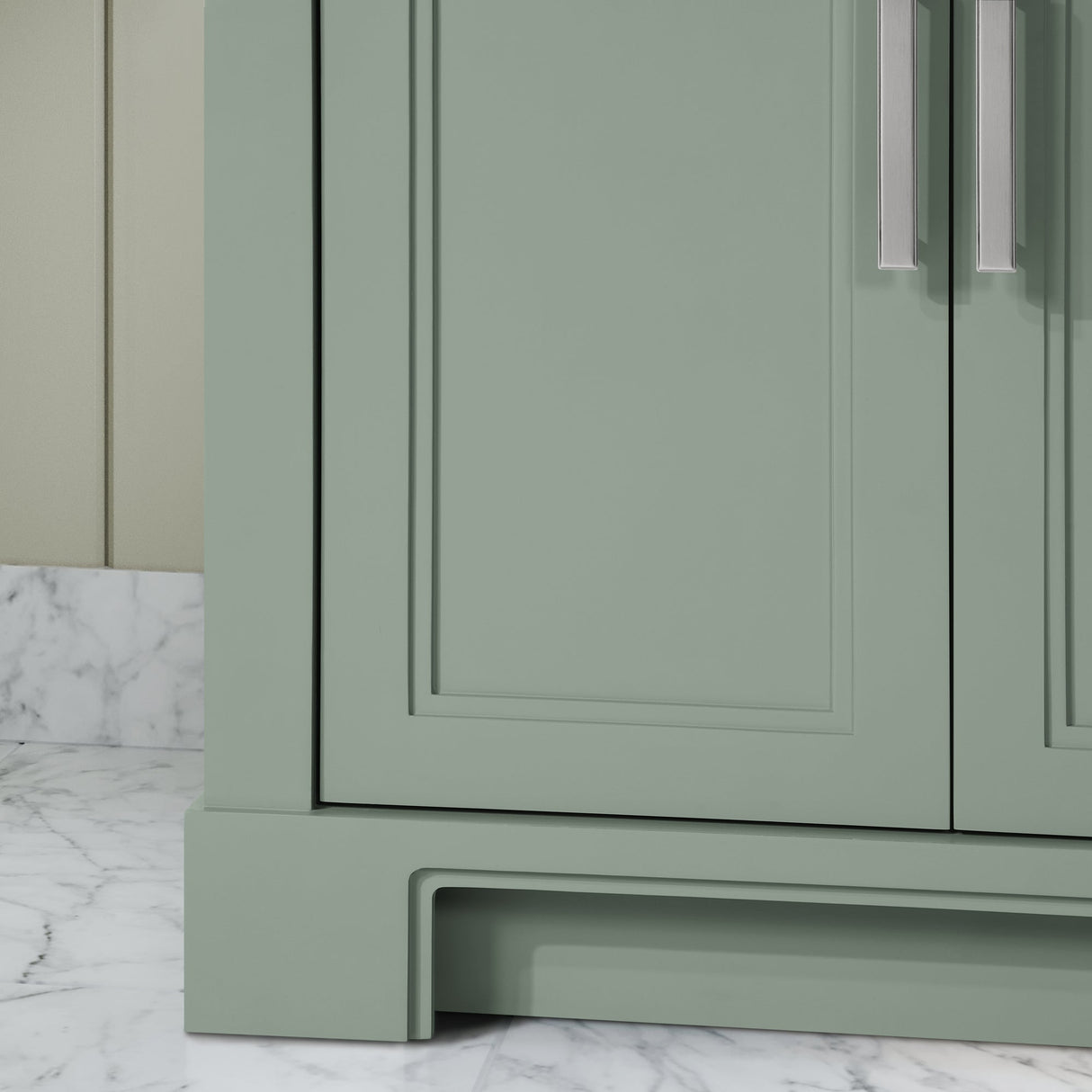 SCARLETT 30IN VANITY IN SAGE GREEN WITH WHITE QUARTZ TOP & CERAMIC BASIN