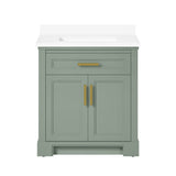 SCARLETT 30IN VANITY IN SAGE GREEN WITH WHITE QUARTZ TOP & CERAMIC BASIN