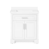 SCARLETT 30IN VANITY IN WHITE WITH WHITE QUARTZ TOP & CERAMIC BASIN