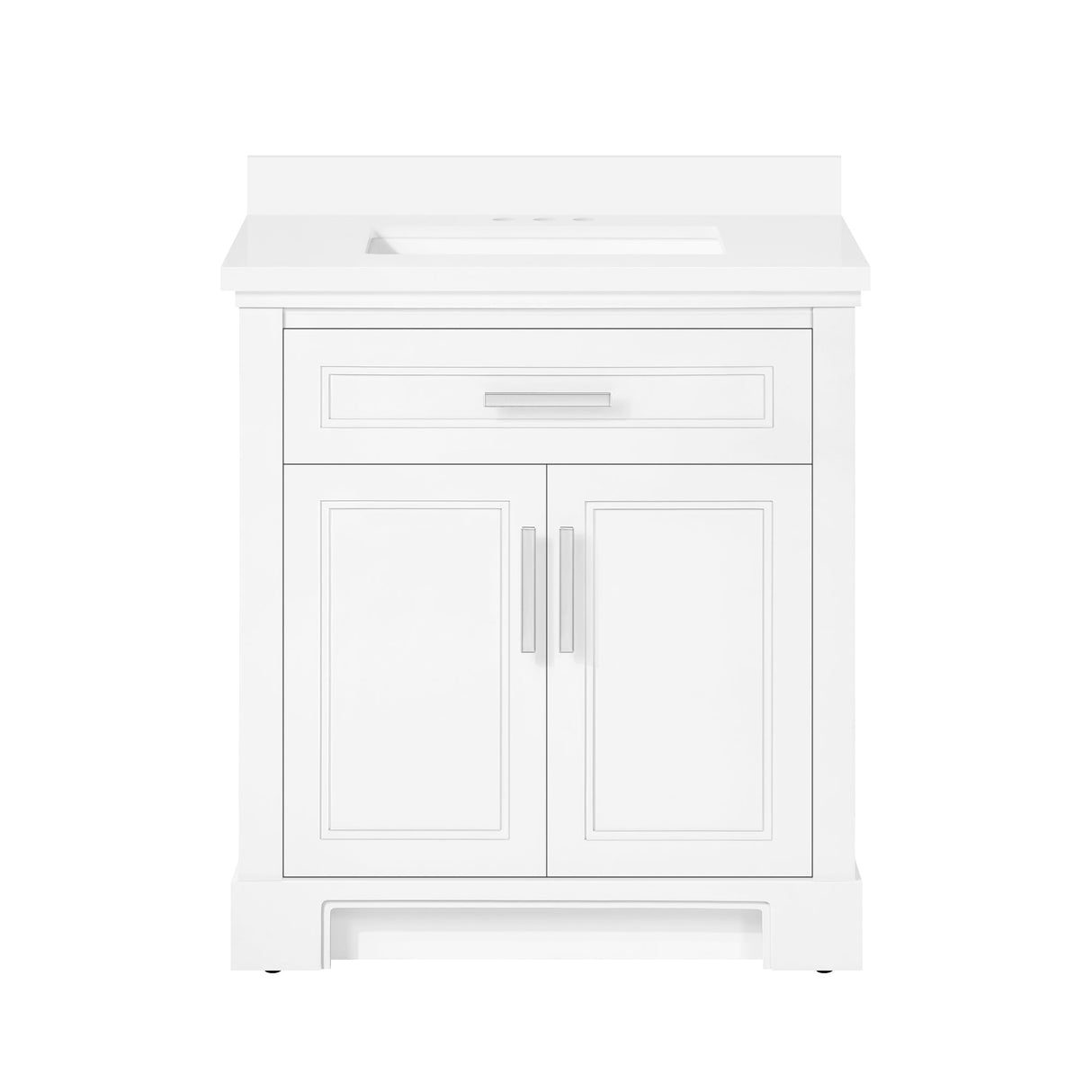 SCARLETT 30IN VANITY IN WHITE WITH WHITE QUARTZ TOP & CERAMIC BASIN