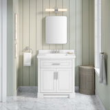 SCARLETT 30IN VANITY IN WHITE WITH WHITE QUARTZ TOP & CERAMIC BASIN