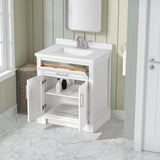 SCARLETT 30IN VANITY IN WHITE WITH WHITE QUARTZ TOP & CERAMIC BASIN