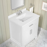 SCARLETT 30IN VANITY IN WHITE WITH WHITE QUARTZ TOP & CERAMIC BASIN