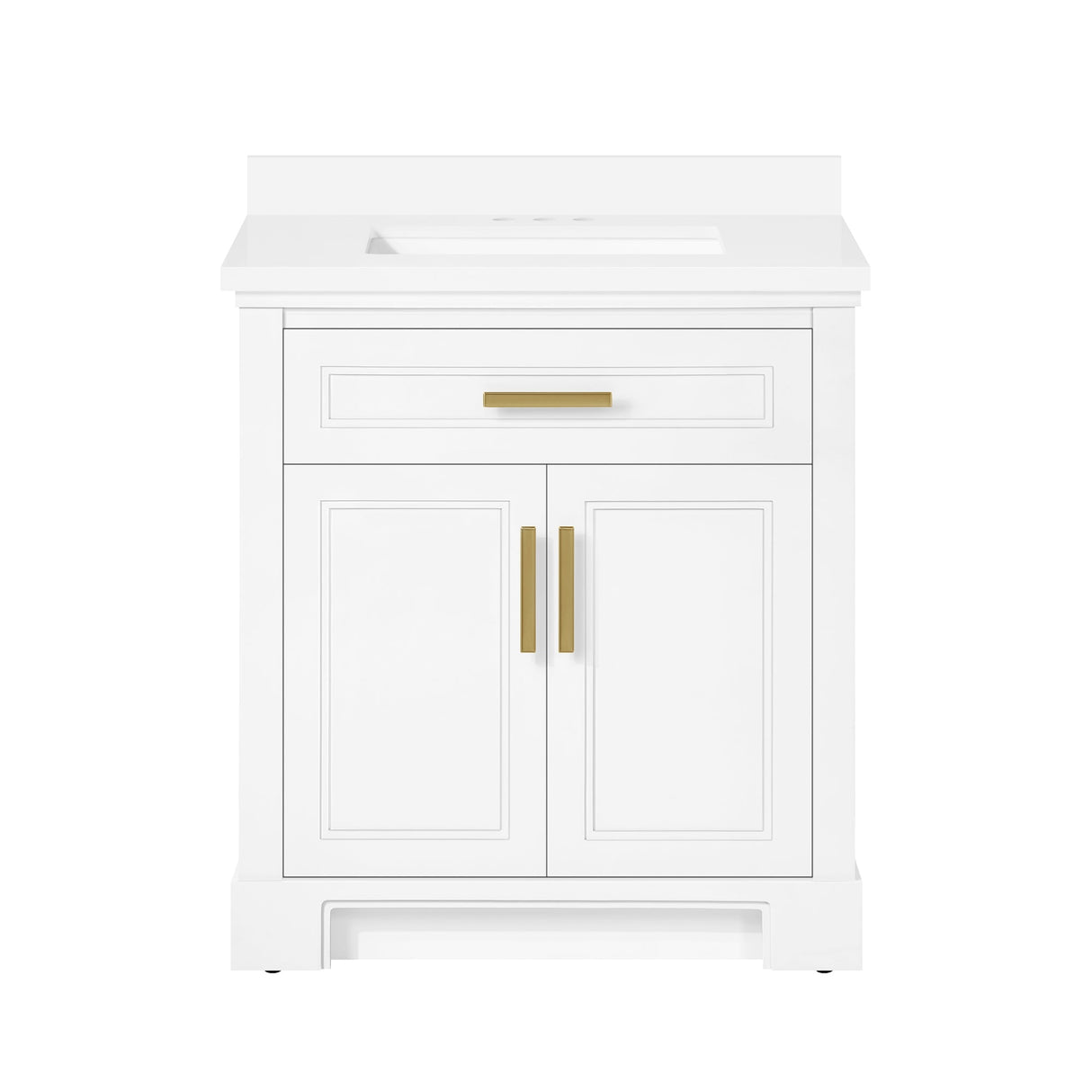 SCARLETT 30IN VANITY IN WHITE WITH WHITE QUARTZ TOP & CERAMIC BASIN