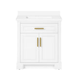 SCARLETT 30IN VANITY IN WHITE WITH WHITE QUARTZ TOP & CERAMIC BASIN