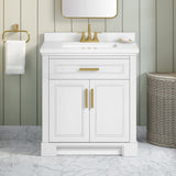 SCARLETT 30IN VANITY IN WHITE WITH WHITE QUARTZ TOP & CERAMIC BASIN
