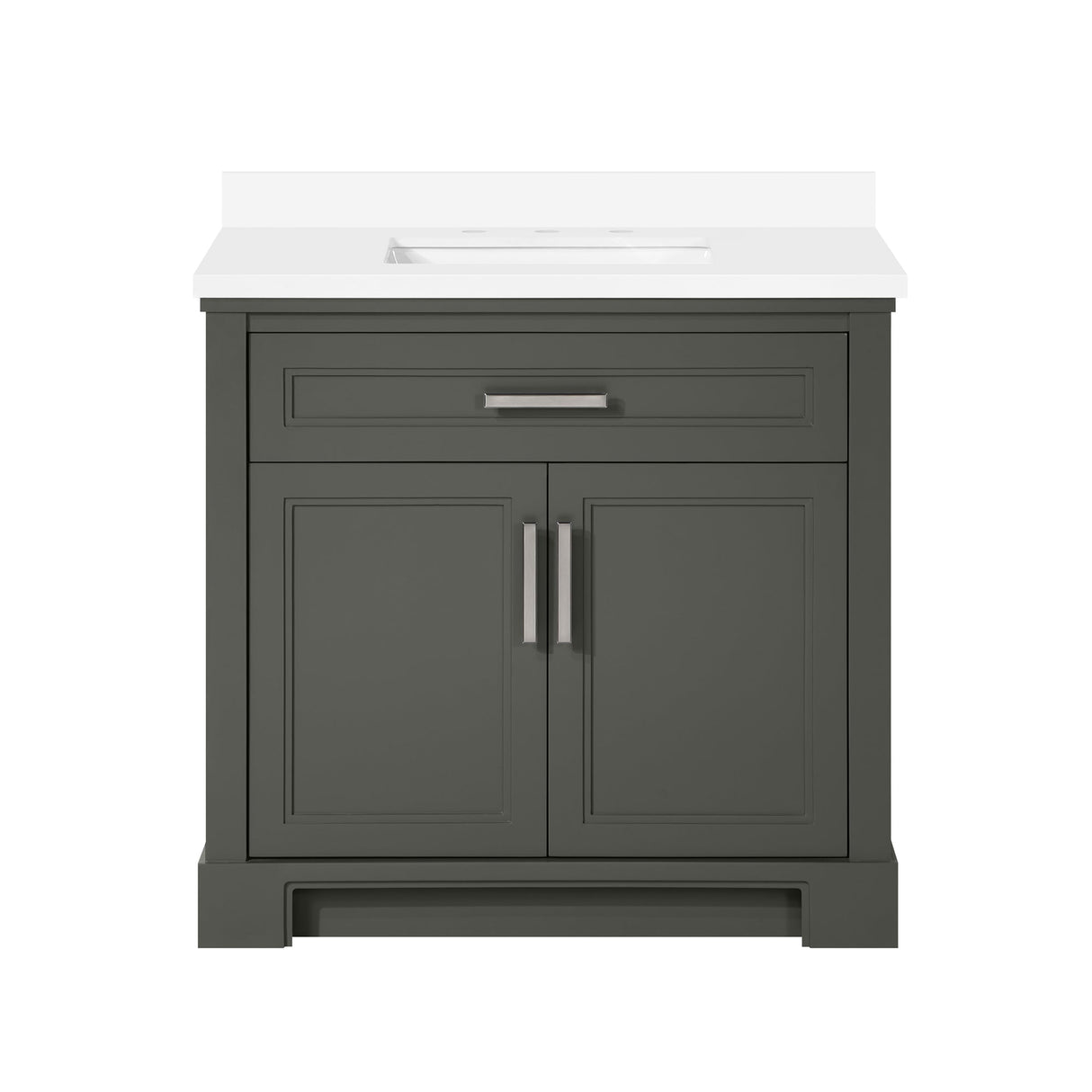 SCARLETT 36IN VANITY IN CHARCOAL GOAL WITH WHITE QUARTZ TOP & CERAMIC BASIN